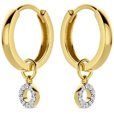 Swing Jewels SWGDE0050-Y-SET 14k gouden oorringen met 0,11 ct diamant hanger