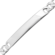 graveerarmband gourmette plaat 8 mm 21 cm zilver wit