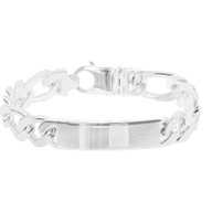 graveerarmband gourmette plaat 12 mm 22 cm zilver wit