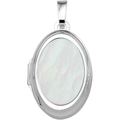 medaillon parelmoer zilver wit