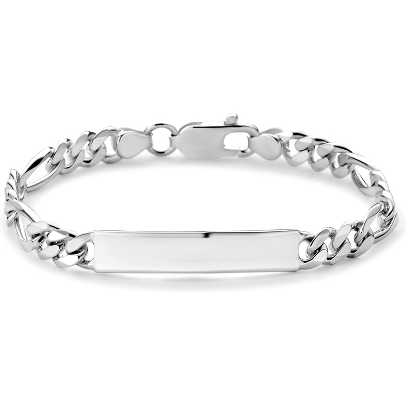 885300 Zilveren graveerarmband figaro 7 mm