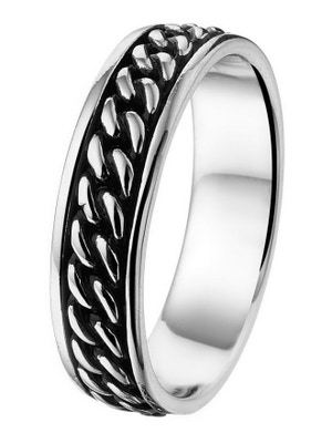 Treasure Collection TC-39391 Zilveren geoxideerde herenring 6 mm