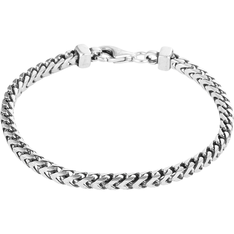 885270 Zilveren geoxideerde gourmet armband 3,7 mm