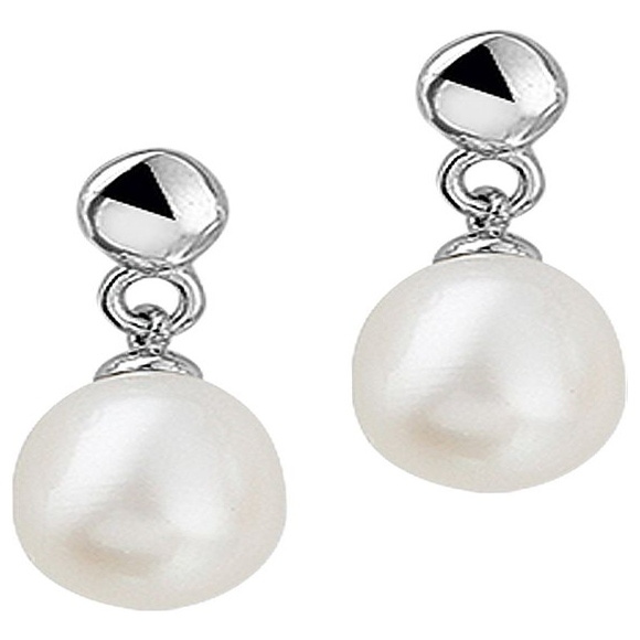 Treasure Collection L722 Zilveren oorhangers met parel 16 mm