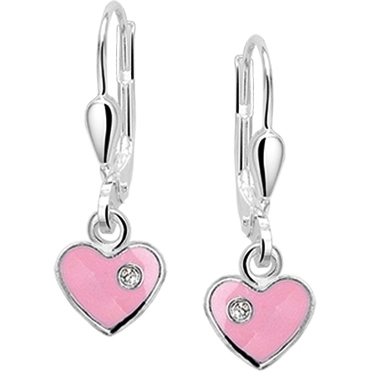oorhangers hart en zirkonia brisur haak zilver gerhodineerd