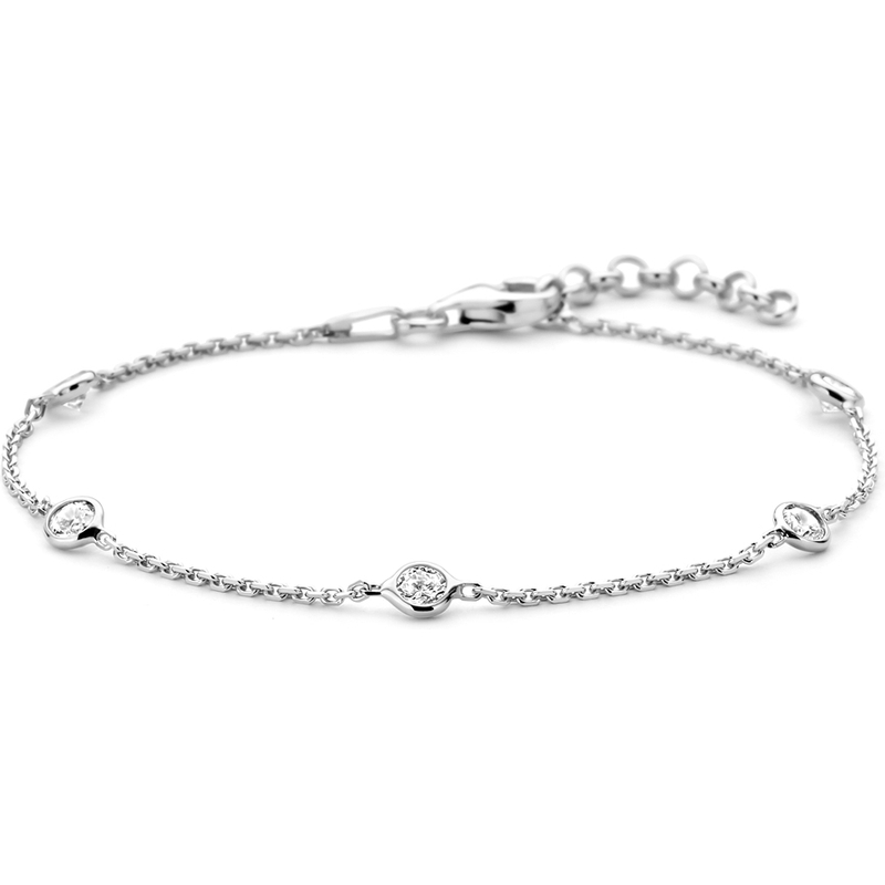 885281 Zilveren armband met zirkonia 17-19 cm