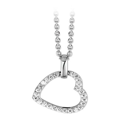 collier hart zirkonia 13 mm 41  4 cm zilver gerhodineerd