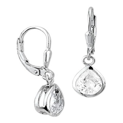 oorhangers zirkonia brisur haak zilver gerhodineerd
