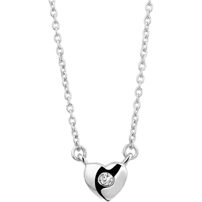 collier hart en zirkonia 15 mm 36  4 cm zilver gerhodineerd