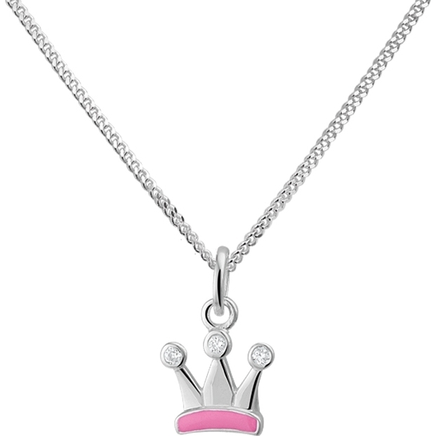 884567 Zilveren ketting kroontje met zirkonia 36-40 cm