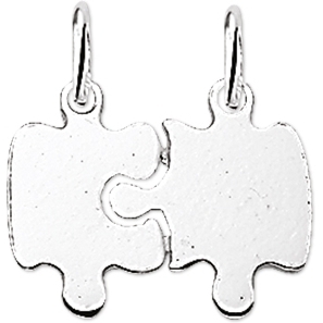 884573 Zilveren hanger met breekplaatje puzzel 16 mm