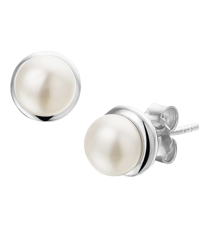 Treasure Collection TC-43406 Zilveren oorknoppen parel 6,5x6,5 mm