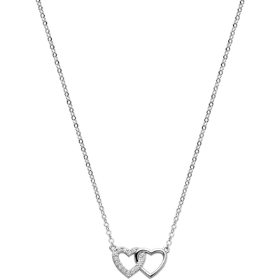 collier hartjes zirkonia 40  4 cm zilver gerhodineerd