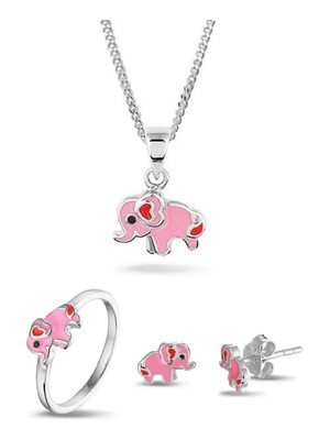 Treasure Collection zilveren meisjes sieradenset olifant met ring