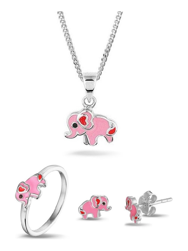 Treasure Collection zilveren meisjes sieradenset olifant met ring