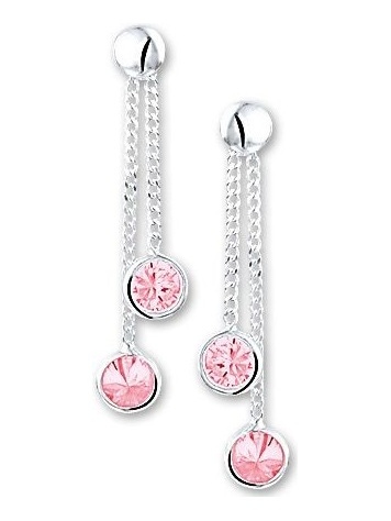 TC-46597 Oorhangers zilver met zirkonia 28x4,5 mm