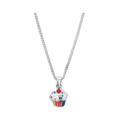 collier cupcake 14 mm 36  4 cm zilver gerhodineerd