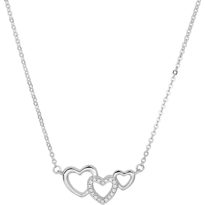 collier hartjes en zirkonia 40  4 cm zilver gerhodineerd