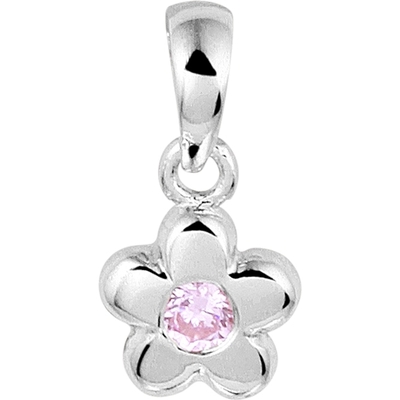 hanger bloem roze zirkonia zilver gerhodineerd