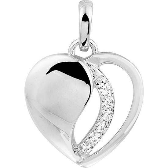 884591 Zilveren hanger met hartje zirkonia 12,5 mm