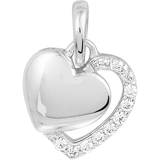 884592 Zilveren hanger met hartje zirkonia 11 mm