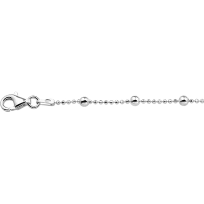 enkelbandje bolletjes 24  2 cm zilver gerhodineerd