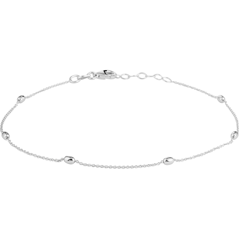 884595 Zilveren enkelbandje met bolletjes 24-26 cm