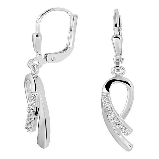 Treasure Collection TC-882304 Zilveren oorhangers met zirkonia 35 mm