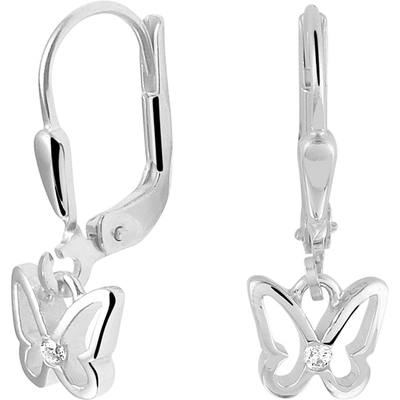 oorhangers vlinder zirkonia brisur haak zilver gerhodineerd
