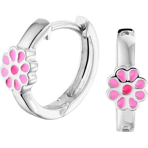 Treasure Collection 883556 Zilveren klapcreolen met bloem