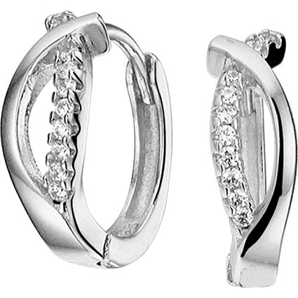 Treasure Collection TC-55915 Zilveren klapoorringen met zirkonia 14 mm