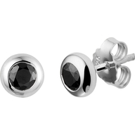 oorknoppen zwart zirkonia zilver gerhodineerd