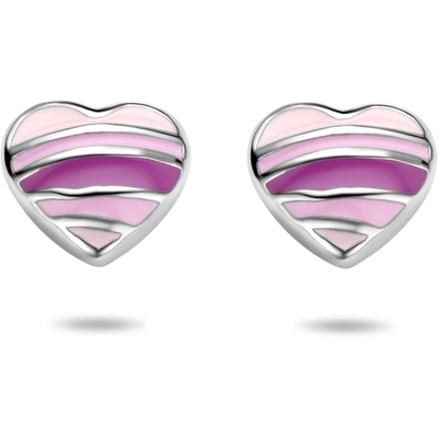 oorknoppen emaille hart zilver gerhodineerd