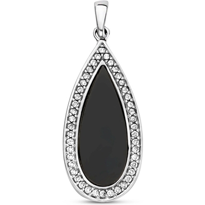 hanger onyx en zirkonia zilver gerhodineerd