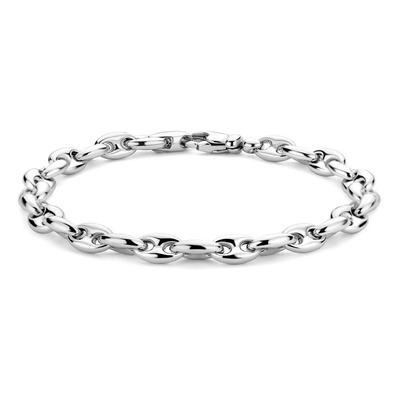 armband koffieboon 74 mm 20 cm zilver gerhodineerd