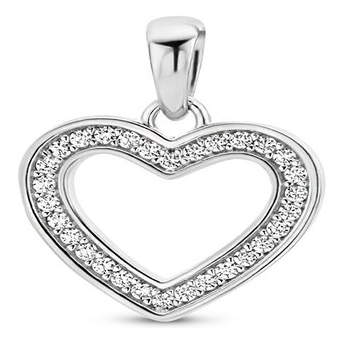 Treasure Collection TC-882313 Zilveren hanger met hartje zirkonia 12 mm