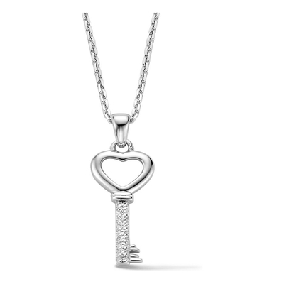 hanger sleutel zirkonia zilver gerhodineerd