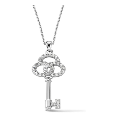 hanger sleutel zirkonia zilver gerhodineerd