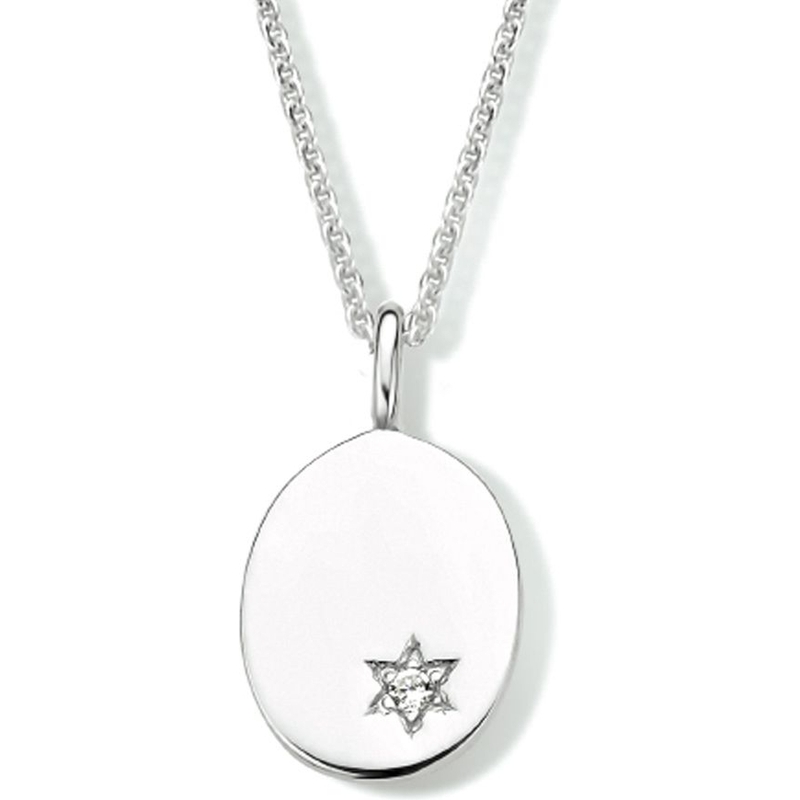 Treasure Collection 882964 Zilveren ketting met ovale graveerhanger