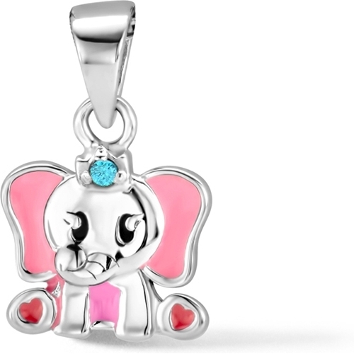 884756 Zilveren hanger met olifant zirkonia 15 mm