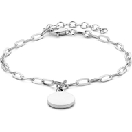 armband paperclip platte buis rondje 27 mm 16  3 cm zilver gerhodineerd