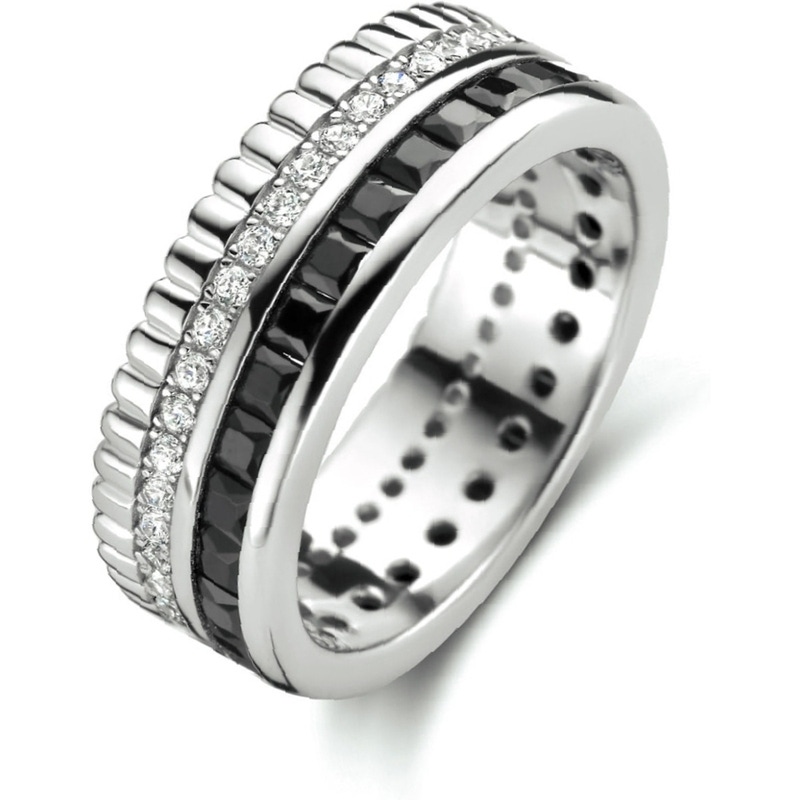 884301 Zilveren ring met zwarte zirkonia 7 mm