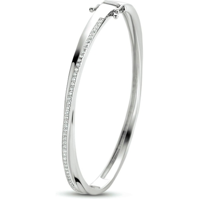 bangle zirkonia 55 x 62 mm zilver gerhodineerd