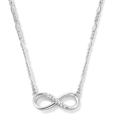 collier infinity zirkonia 41  4 cm zilver gerhodineerd