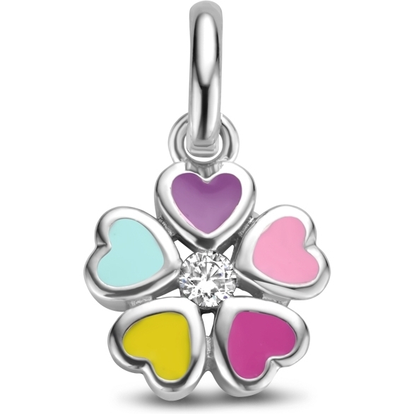 884768 Zilveren hanger met bloem zirkonia 14 mm