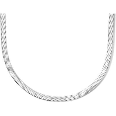 collier slang plat 43 mm 40 4 cm zilver gerhodineerd