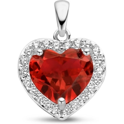 hanger hart synth robijn en zirkonia halo zilver gerhodineerd