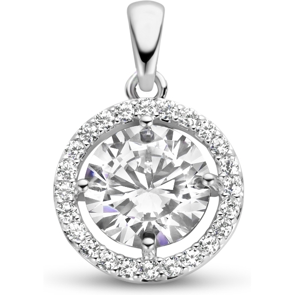 884773 Zilveren hanger zirkonia halo 17 mm
