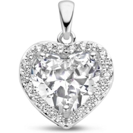 hanger hart zirkonia halo zilver gerhodineerd