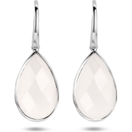 oorhangers wit agaat franse haak zilver gerhodineerd